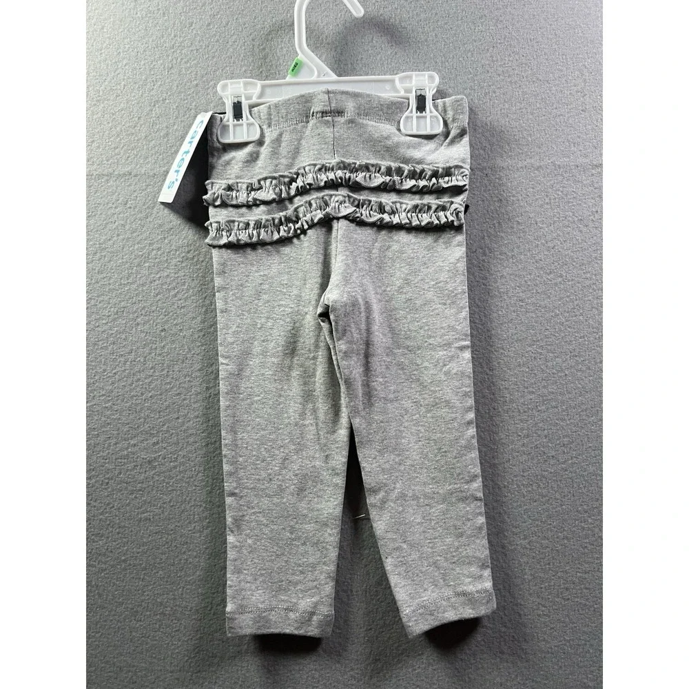 Carters 18 Months Baby Toddler Girl 2-Pk Ruffle-Detail Cotton Pants Grey & Black